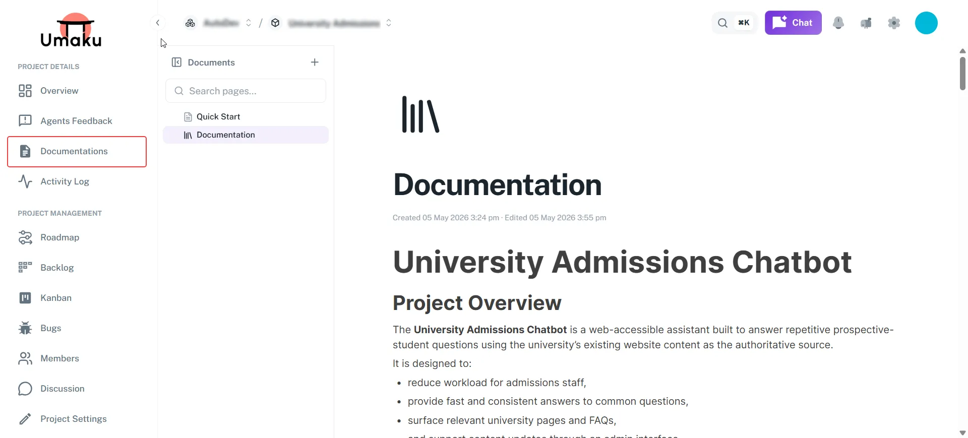 Side navigation bar with the Docs tab highlighted